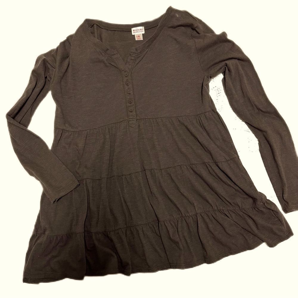 MOSSIMO WOMEN’S L/S TUNIC TOP | BROWN | SZ XL |